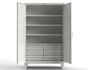StrongHold Extreme Duty 12 GA Cabinet with 6 Half-Width Drawers, 4 Shelves – 48 In. W x 24 In. D x 78 In. H